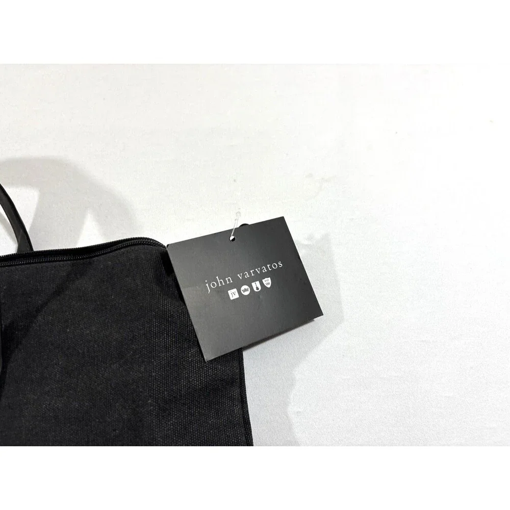 John Varvatos Dark Gray Canvas Cotton Weekender Travel Gym Tote Bag w/Strap New